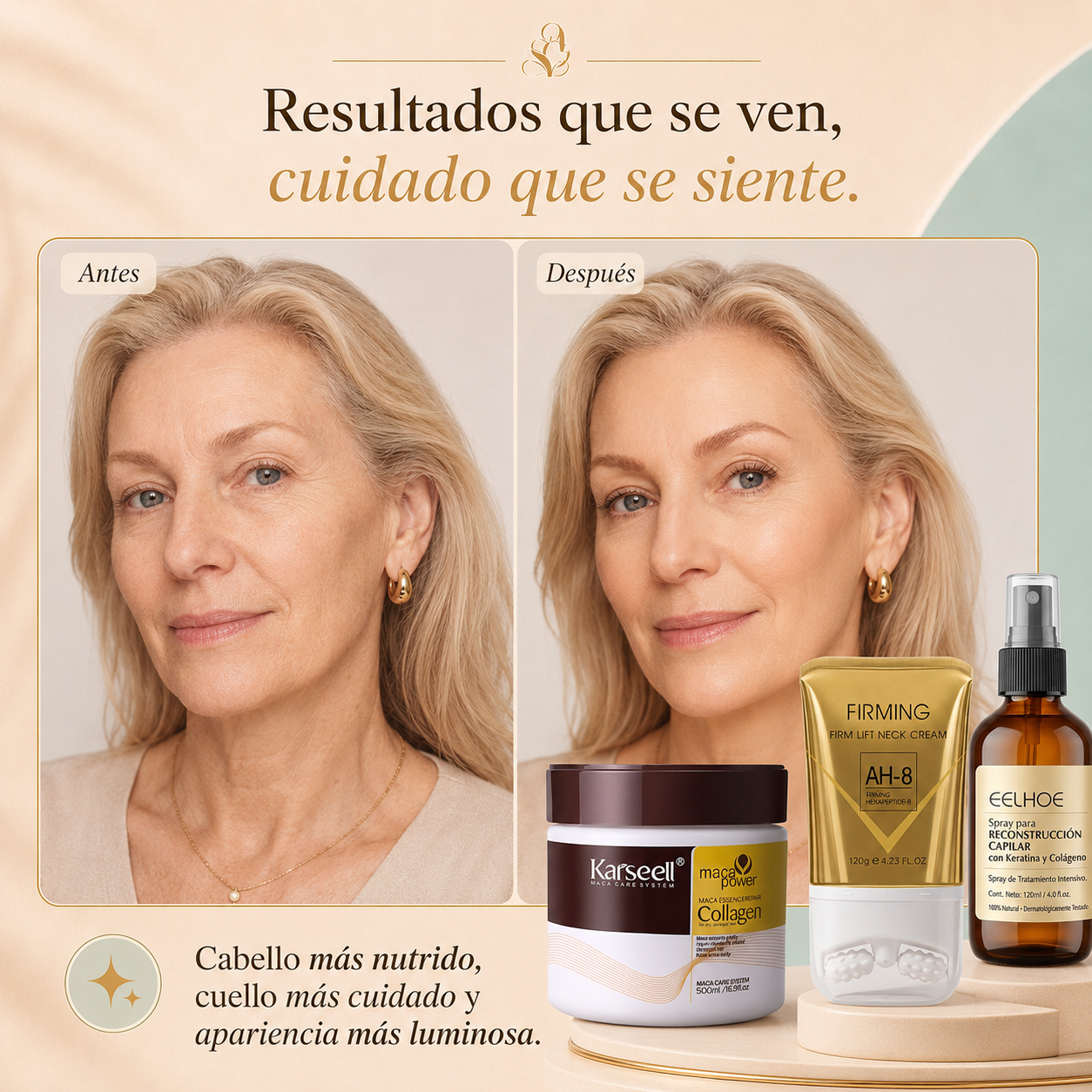 Pack Belleza Completa 3 en 1 - Cabello, Raíz y Rostro