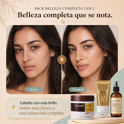 Pack Belleza Completa 3 en 1 - Cabello, Raíz y Rostro