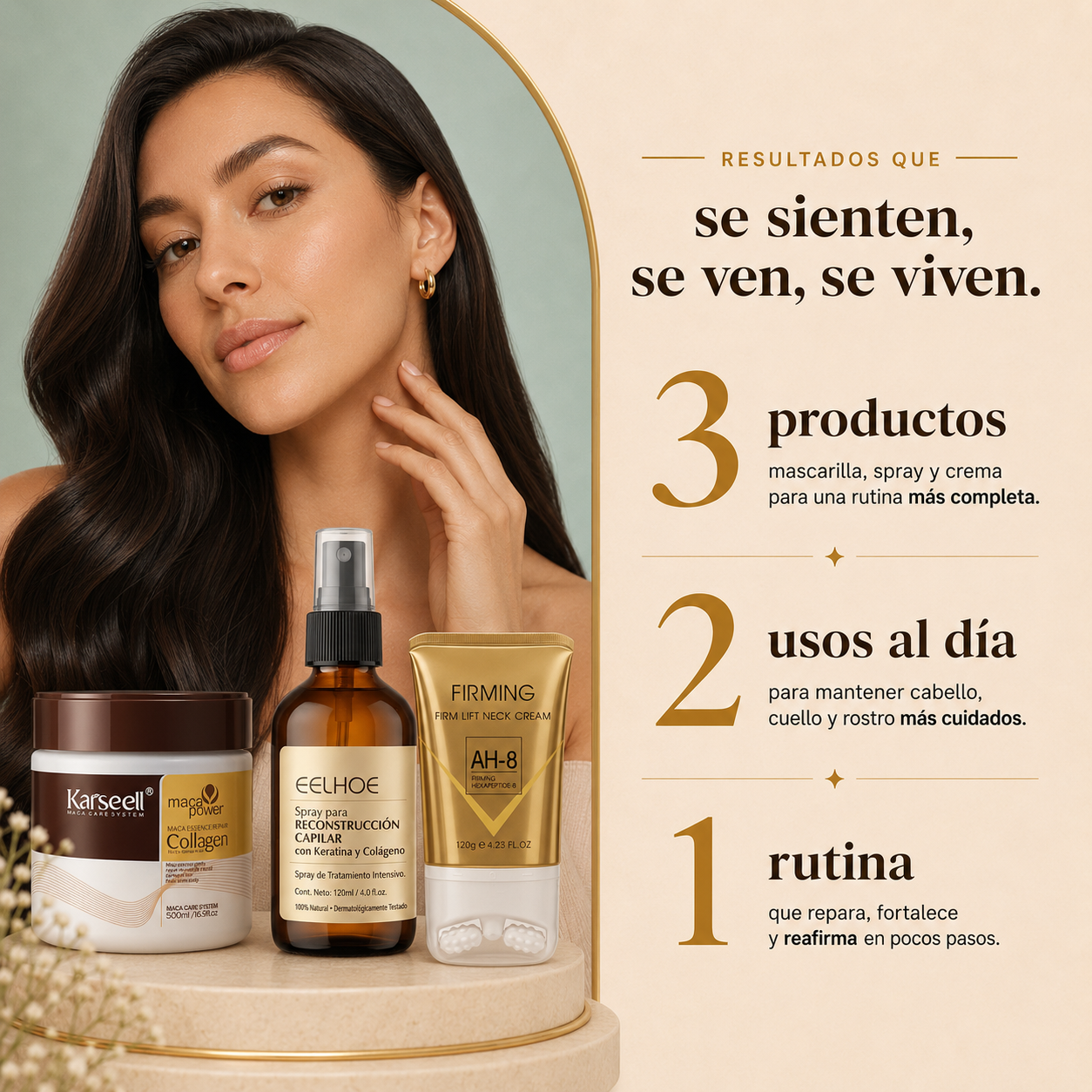 Pack Belleza Completa 3 en 1 - Cabello, Raíz y Rostro