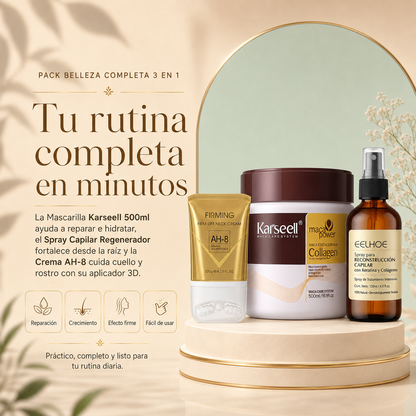Pack Belleza Completa 3 en 1 - Cabello, Raíz y Rostro