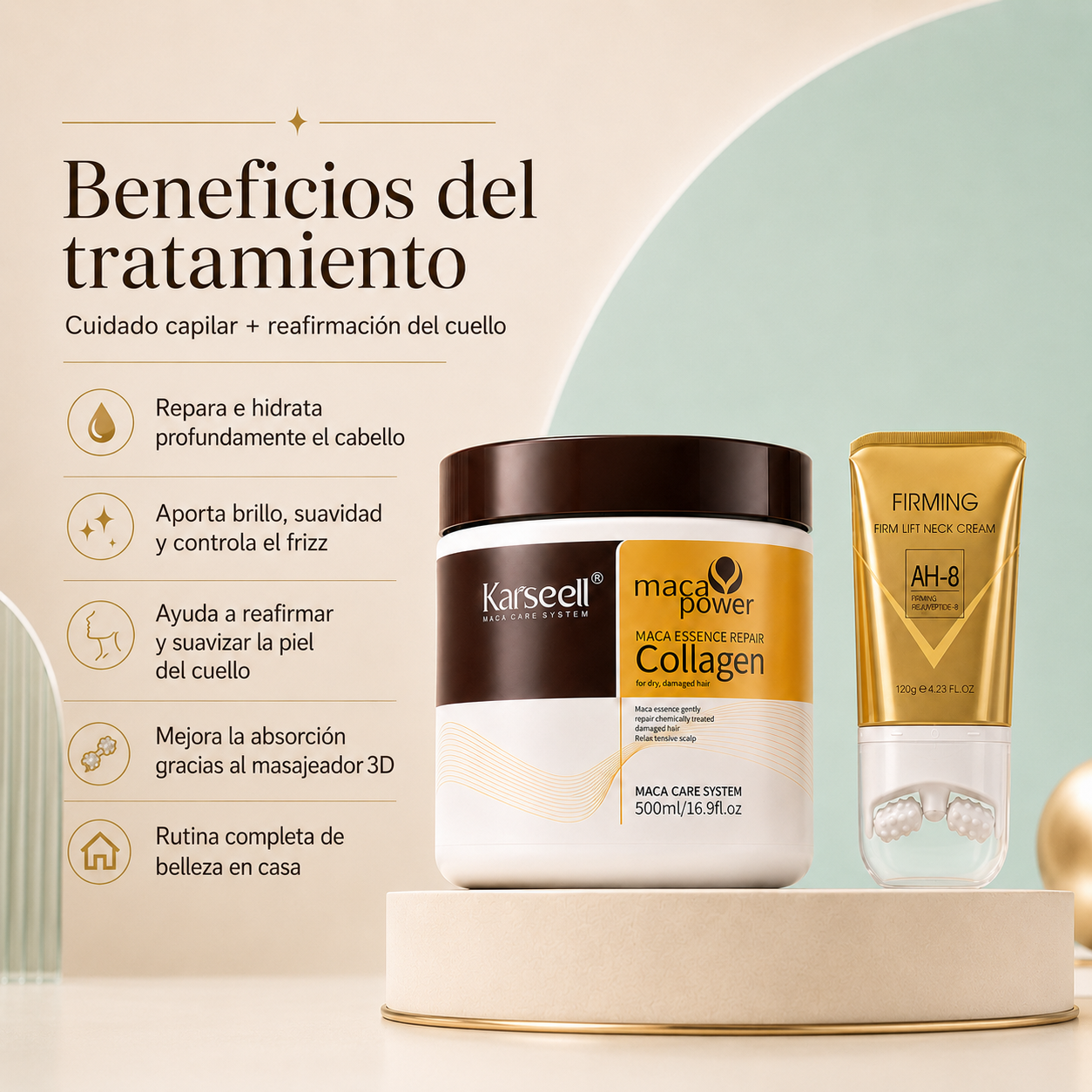 Pack Belleza Completa | Mascarilla Karsel Colágeno + Masajeador Facial Antiarrugas