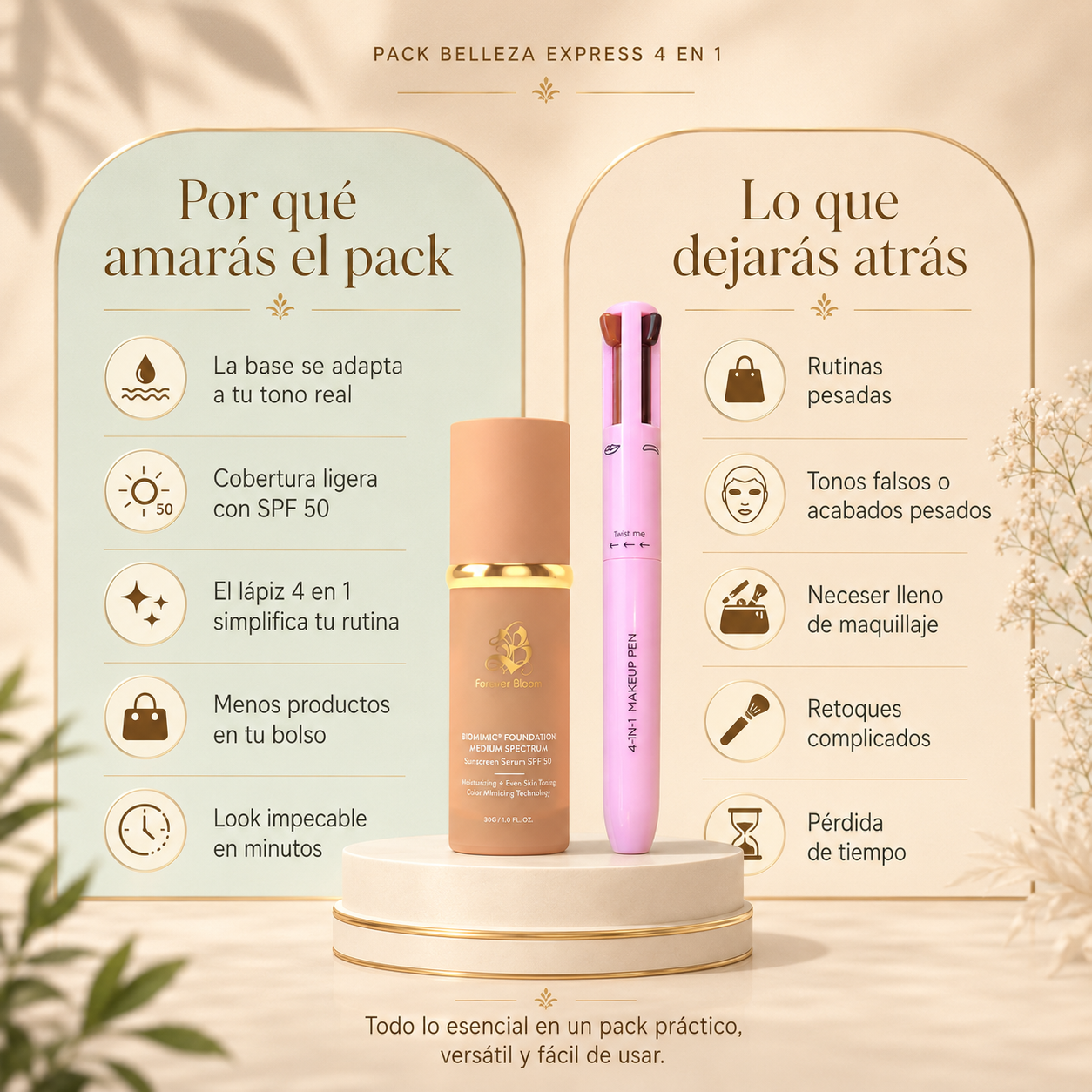 Pack Piel Perfecta - Base Espectral SPF50 + Lápiz Make 4 en 1