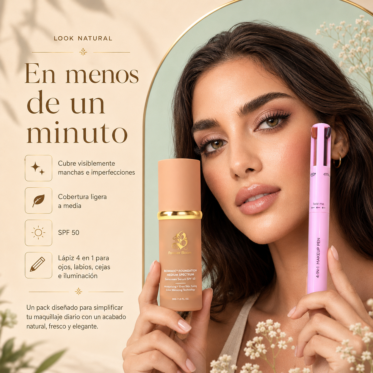 Pack Piel Perfecta - Base Espectral SPF50 + Lápiz Make 4 en 1