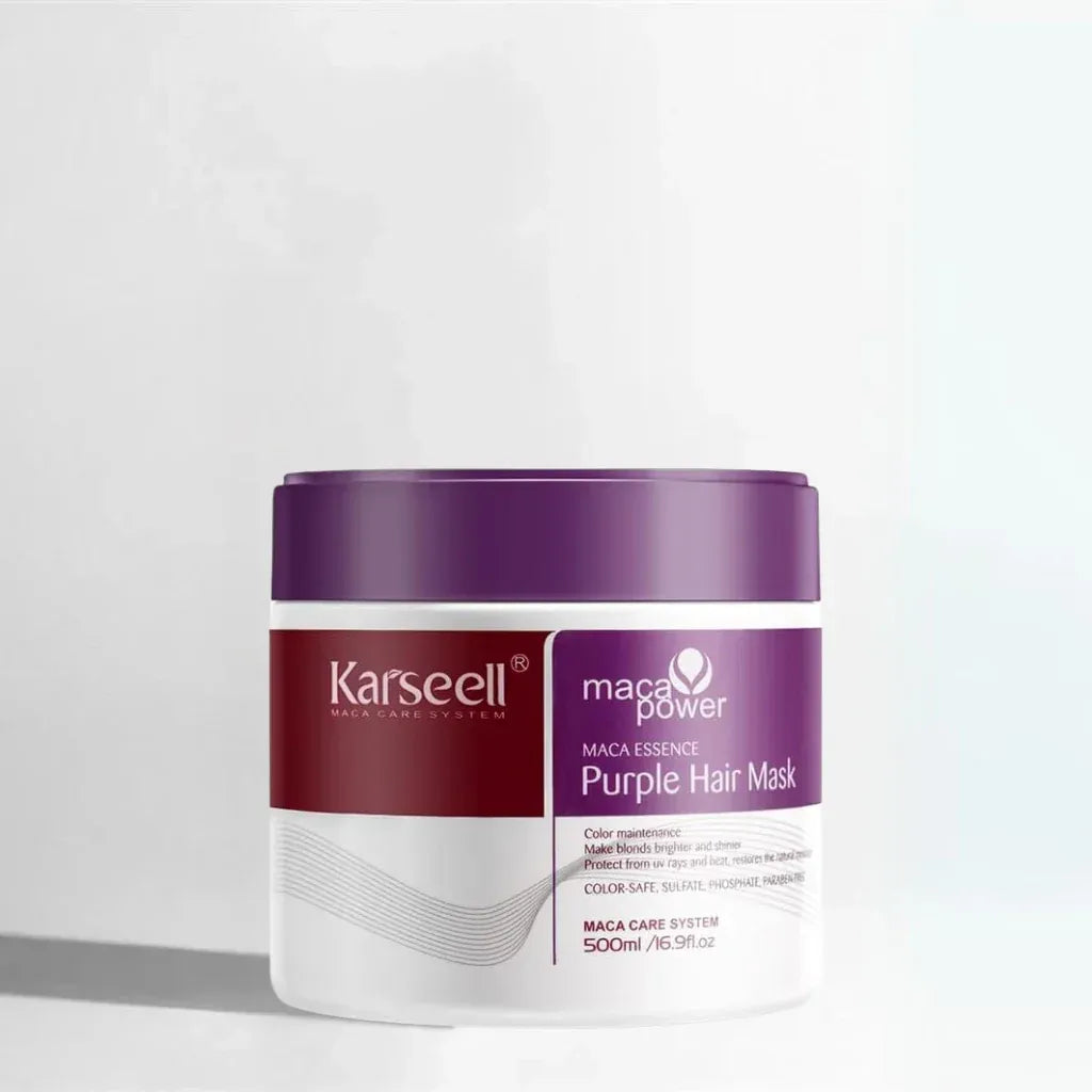 Kit Cabelo Loiro - Máscara Karseell Roxa Original 500ml + Óleo de Argan + Touca de Cetim de Brinde