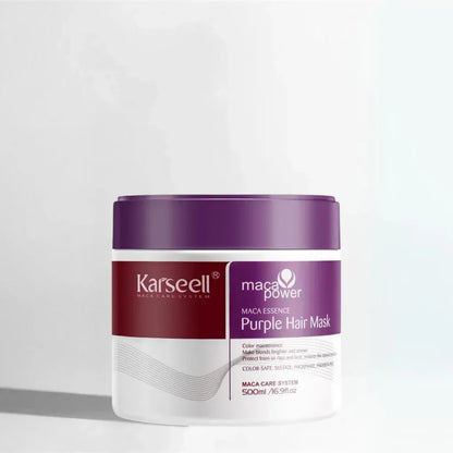 Kit Cabelo Loiro - Máscara Karseell Roxa Original 500ml + Óleo de Argan + Touca de Cetim de Brinde
