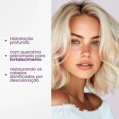 Kit Cabelo Loiro - Máscara Karseell Roxa Original 500ml + Óleo de Argan + Touca de Cetim de Brinde